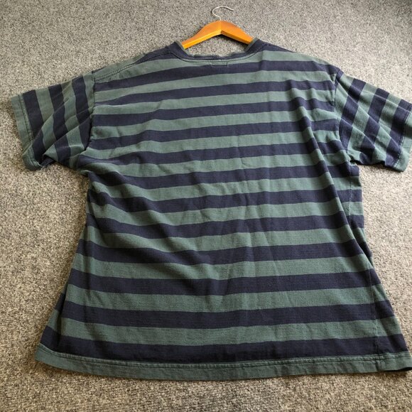 Vintage GUESS Shirt Mens Large Green Blue Striped 90s Made In USA Short Sleeve - Picture 6 of 6
